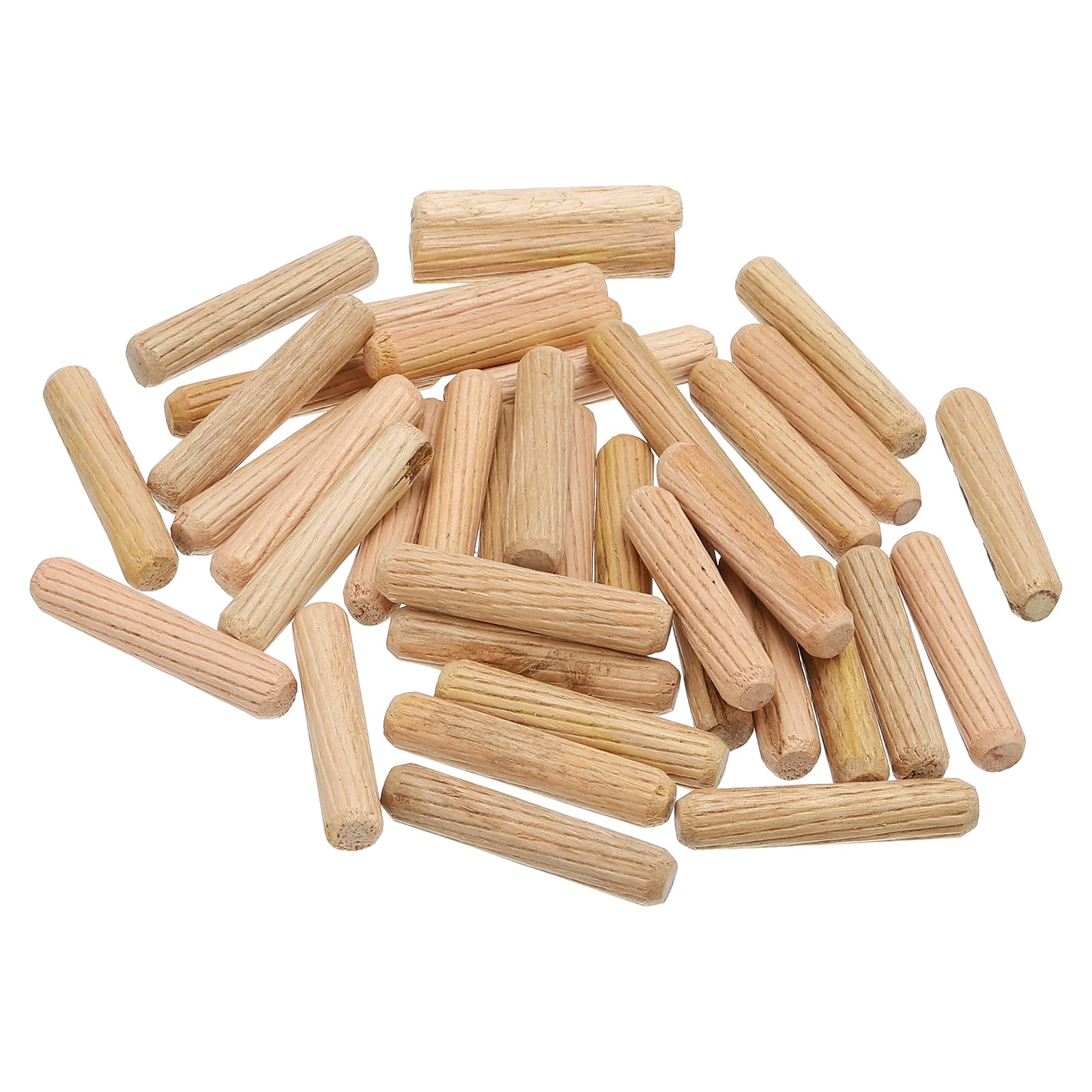 PATIKIL 1/3 Wooden Dowel Pins, 200 Pcs M8x40mm Wood Dowel Pins Hardwood Pegs Fluted Groove Easy Insertion for Crafts Furniture Door Art