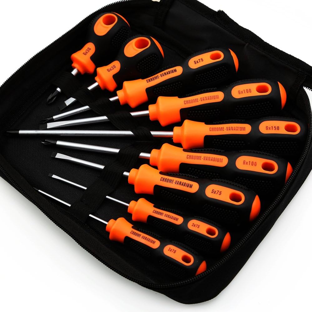 Kingsdun Phillips and Flathead Screwdriver Set, 9pcs Long and Stubby Screwdriver Set with Magnetic Tips and Comfortable Non-skid Handle, Heavy Duty Hand Tool Kit for Repairing,Crafting: Home Improvement