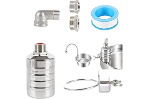 2 MULE TEAM Water Float Valve, Including Bend and 1/2" to 3/4" and 1/2" to 1" Adapter -304 Stainless Steel Automatic Waterline Controller Water Level Control Float Valve for Water Tanks, Aquariums, Pools