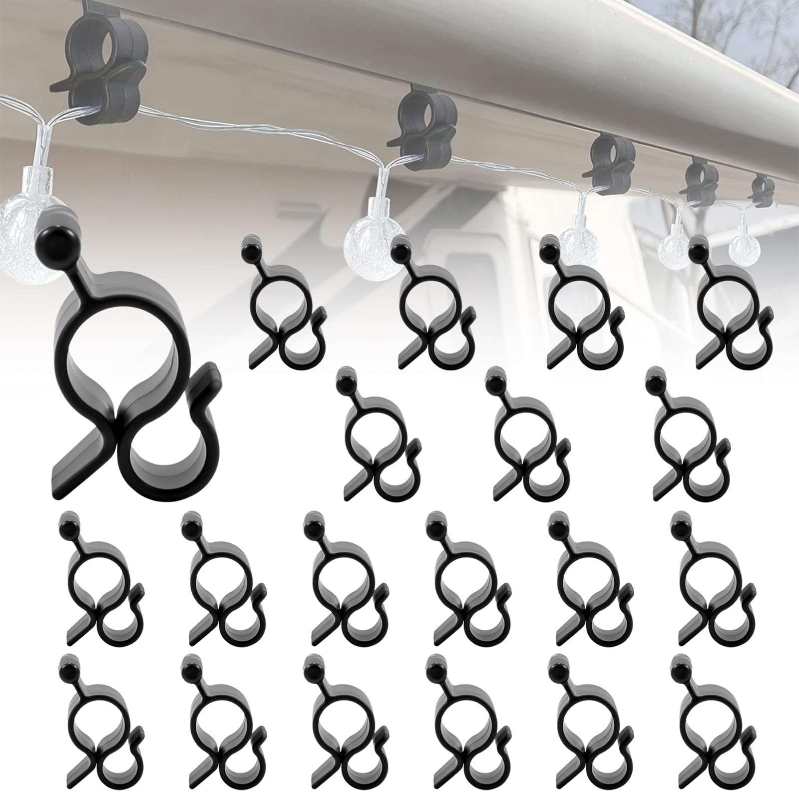 Photo 1 of 20 Pack RV Awning Light Clips - Camper Awning Rope Light S Hooks, Slides into Roller Bar Channel Clamps for Party Lights, RV Lights, String Lights