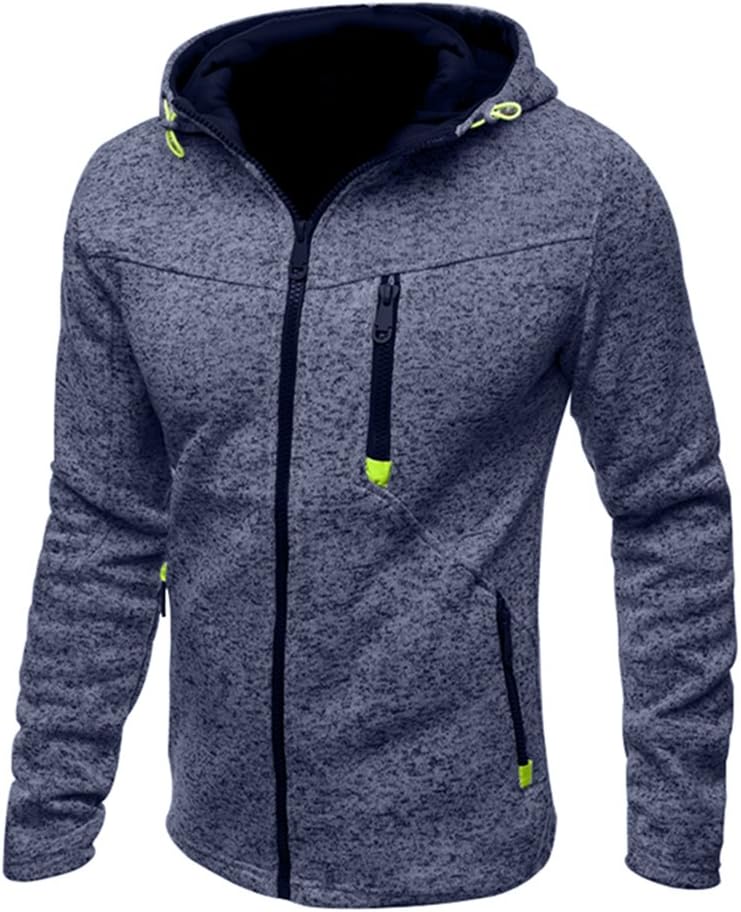 MANLUODANNI Mens Zip Hoodie Hooded Top Gym Lightweight Slim Fit Hoody Zipper Jacket Coat with Pocket