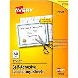 Avery 73601 Self-Adhesive Laminating Sheets, 9 x 12 Inch, Permanent Adhesive, 50 Clear Laminating Sheets