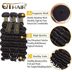 QTHAIR 14A loose Deep Wave Bundles with Closure for