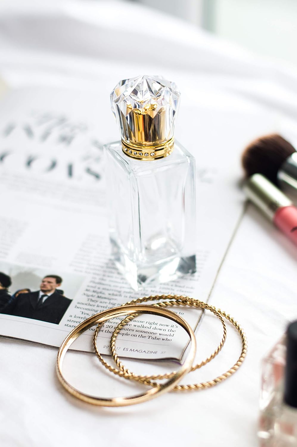 Zénitude Glassworks 50ml Empty Glass Perfume Spray Bottle Atomiser Refillable Crystal Cap (Gold), 50 ml - Image 5