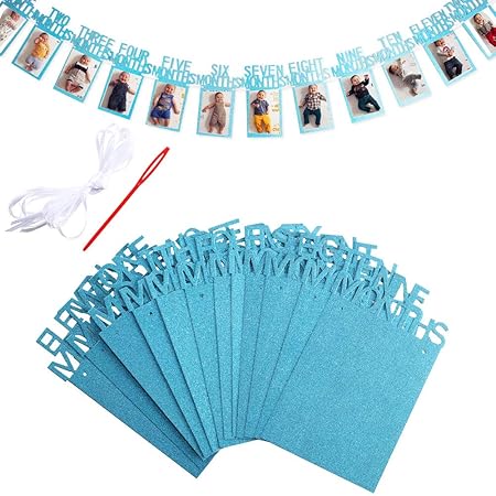 ETSAMOR 1 Geburtstag Girlande Fotos 1-12 Monate Baby Fotogirlande Erster Geburtstag Deko Foto Banner