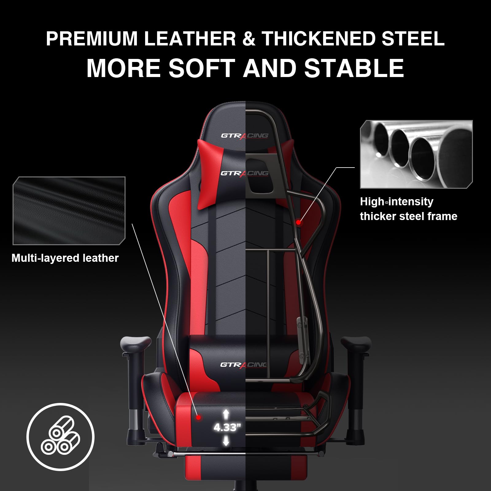 GTRACING Gaming Chair with Footrest Speakers Video Game Chair Bluetooth