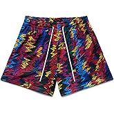 Bloonexus Mens Mesh Floral Shorts Art Print Butterfly Graphic Lightweight Casual Loose Designer Knee Length with Pockets