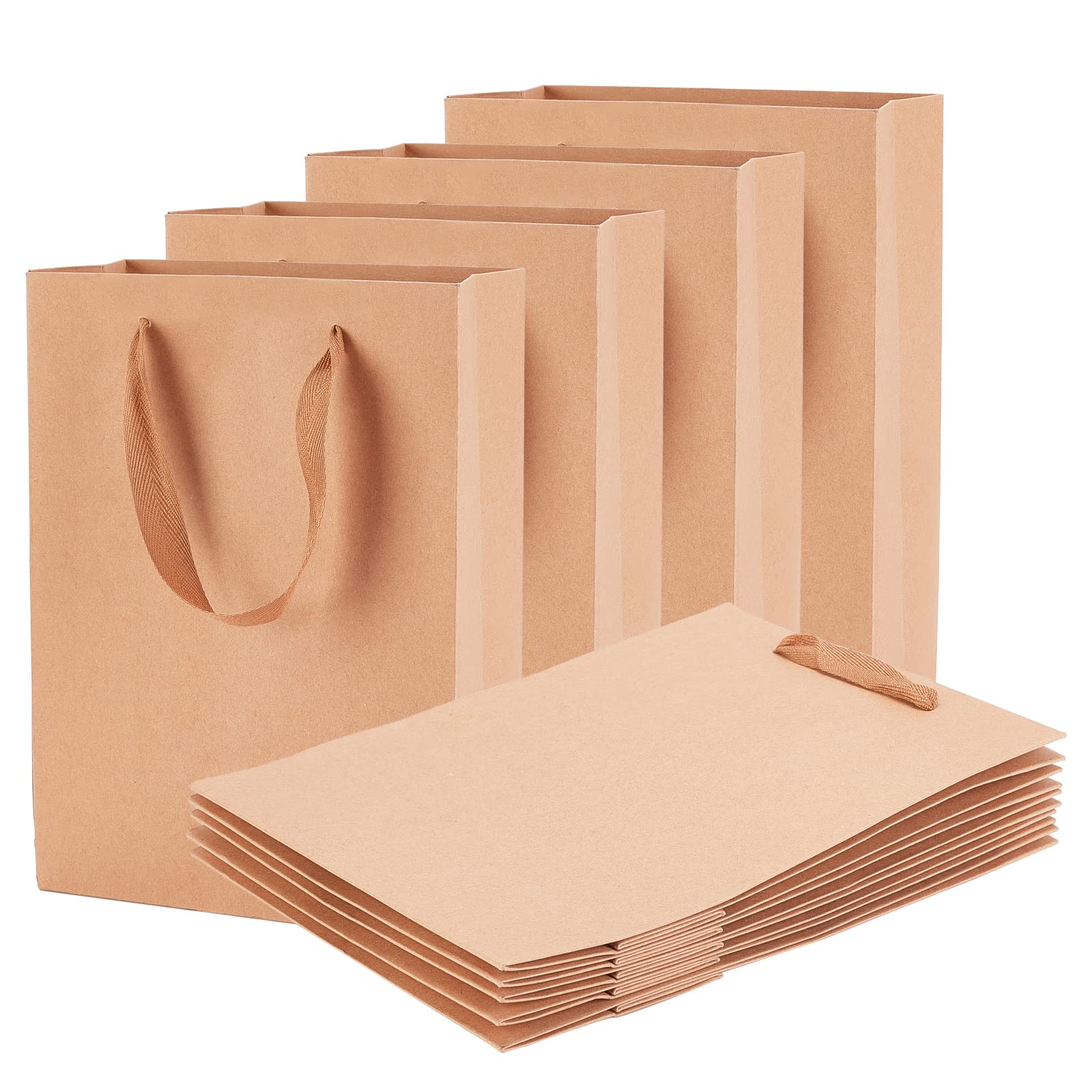 NBEADS 10 Pcs Kraft Paper Bags, Candy Gift Bag Paper Bags with Handles for Birthday, Wedding, Tea Party and Party Celebrations, 28x20x10cm