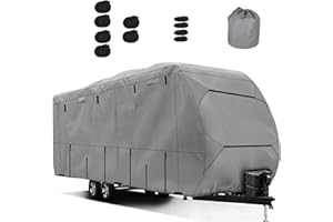 INDEED BUY Travel Trailer RV Cover,Waterproof & Windproof Camper Cover Fits 16~18FT RV Trailer,Upgraded 420D Heavy Duty Polyester Oxford Durable, UV, Water Resistant RV Covers