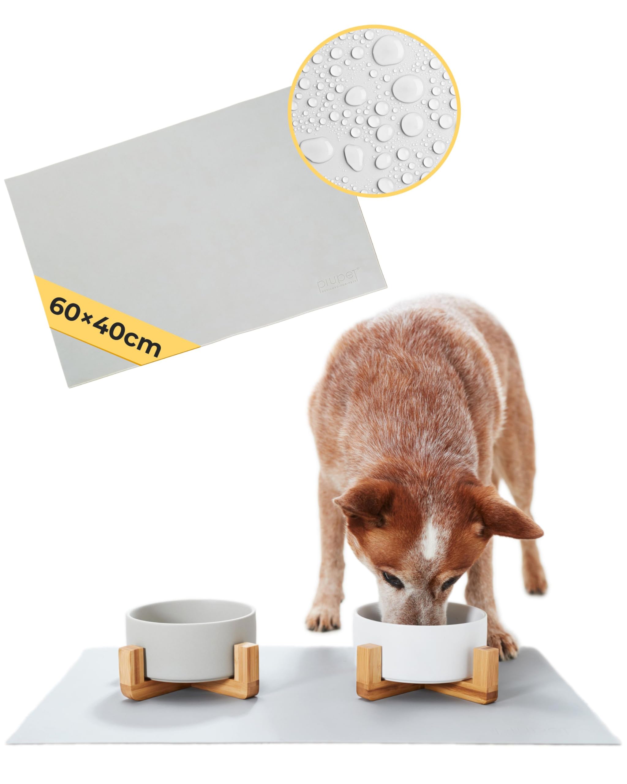 PiuPet® Pet Food Mat I 60x40cm I Waterproof mat I BPA-free I Silicone Mat I Cat Food Mat I Dog Feeding Mat I Pet Feeding Mat I cat bowl mat I Feeding Mats for Dogs | Dog Bowl Mats Non Slip