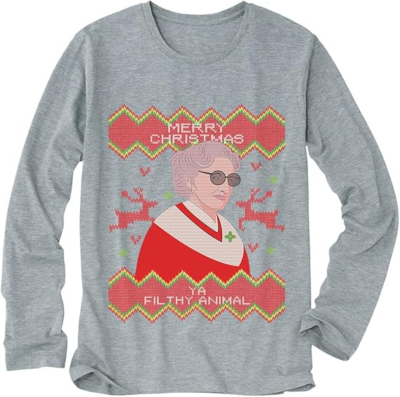 Amazon ノーブランド品 ダサいクリスマスセーター グレー Xlサイズメンズ長袖tシャツ Tシャツ カットソー 通販