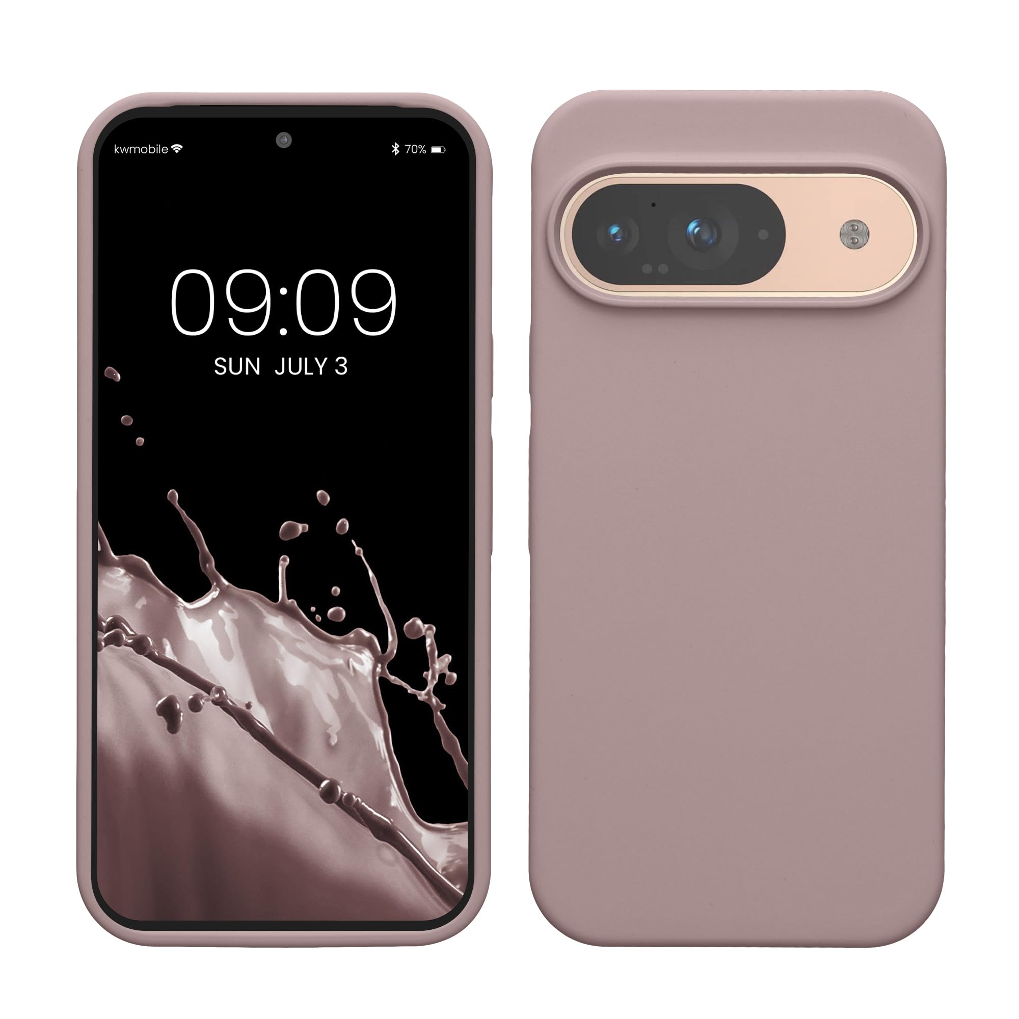 kwmobile Case Compatible with Google Pixel 9 Case - Soft Cover Compatible with Google Pixel 9 Pro Cover - Wireless Charging Nude Lilac — image 1