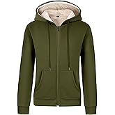 Gihuo Women's Sherpa Lined Hooded Sweatshirt Zip Up Winter Warm Hoodie Comfy Hooded Fleece Jacket