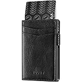 VULKIT Men's Slim Wallets Pop Up Card Holder RFID Blocking Metal Wallet Minimalist Design Holds Up to 11 Cards