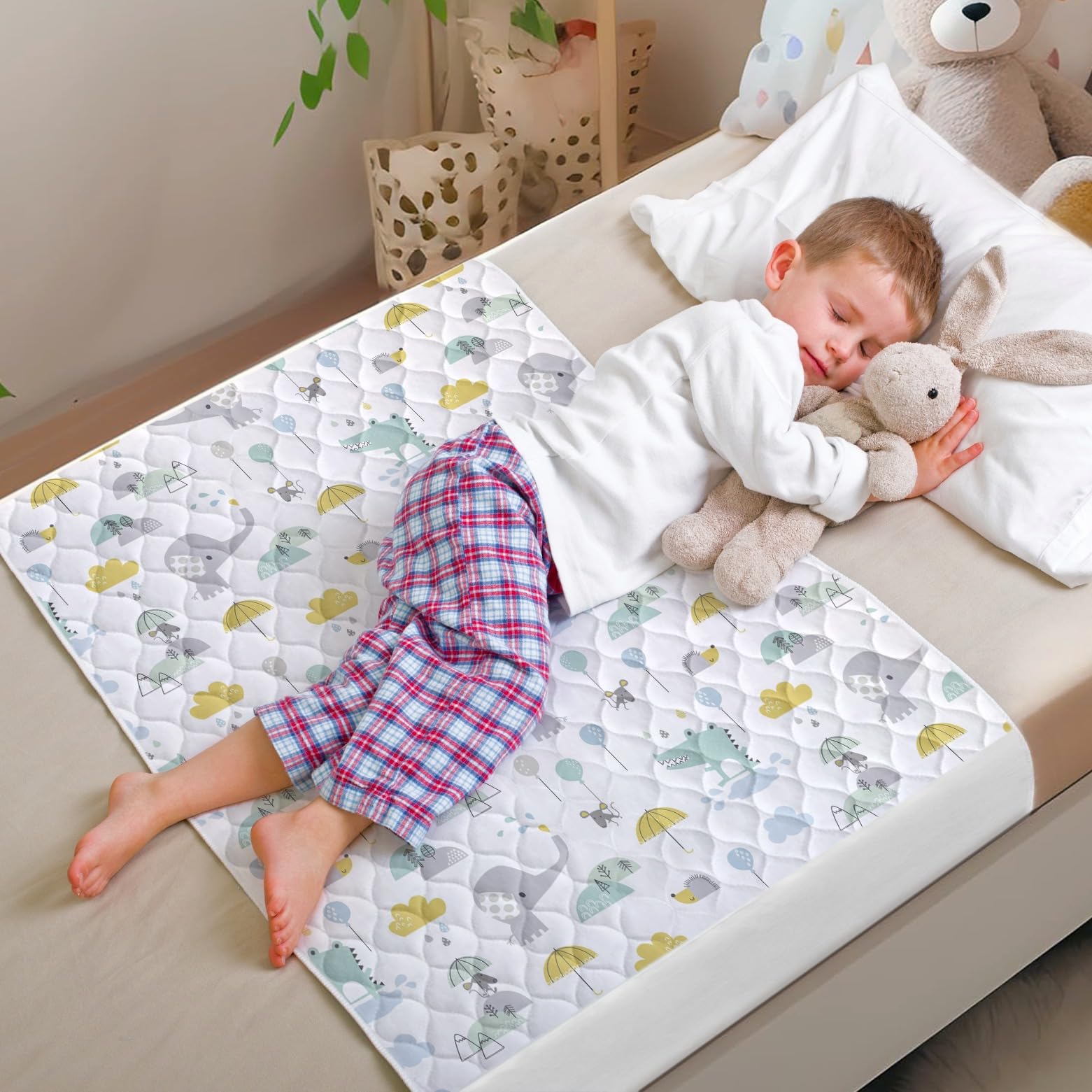 By Kii Mattress Protector Bed Pad - Elephant Design | 100% Waterproof Mat | Toddler & Children’s Bed Wetting Sheet For Single Beds & Cot Beds