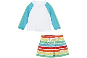 SwimZip Boys' Long Sleeve Rash Guard & Swim Shorts Set - UPF 50+ Sun Protection