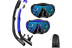 DIPUKI Snorkel mask Snorkeling Set for Adults and Youth, Diving mask and Full Dry Snorkel Swim Googles is Suitable for Snorkeling, Dive Scuba Diving, Swimming