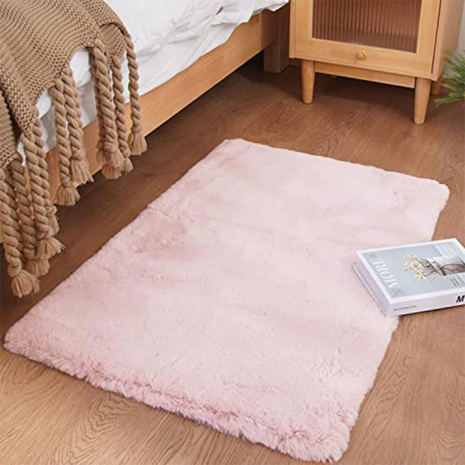 Rugs, Pads & Protectors - Ghouse Ultra Soft Faux Rabbit Fur Rug 2x3, Machine Washable Area Rugs for Bedroom Fluffy Rugs for Living Room, no-Shedding Carpet Sheepskin Rug Pink