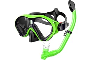 Gintenco Kids Snorkel Set, Dry Top Snorkel Mask Anti-Leak for Youth Junior Child, Anti-Fog Snorkeling Gear Free Breathing,Tem