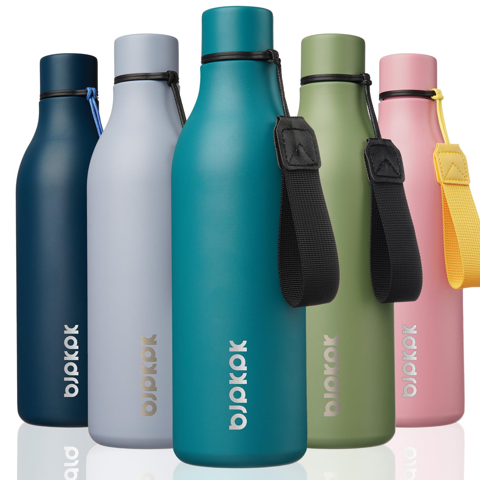 Photo 1 of BJPKPK Insulated Water Bottles, 25 oz Stainless Steel Metal Water Bottle with Strap, BPA Free Leak Proof Thermo, Mugs, Flasks, Reusable Water Bottle for Sports & Travel, Lake Blue
