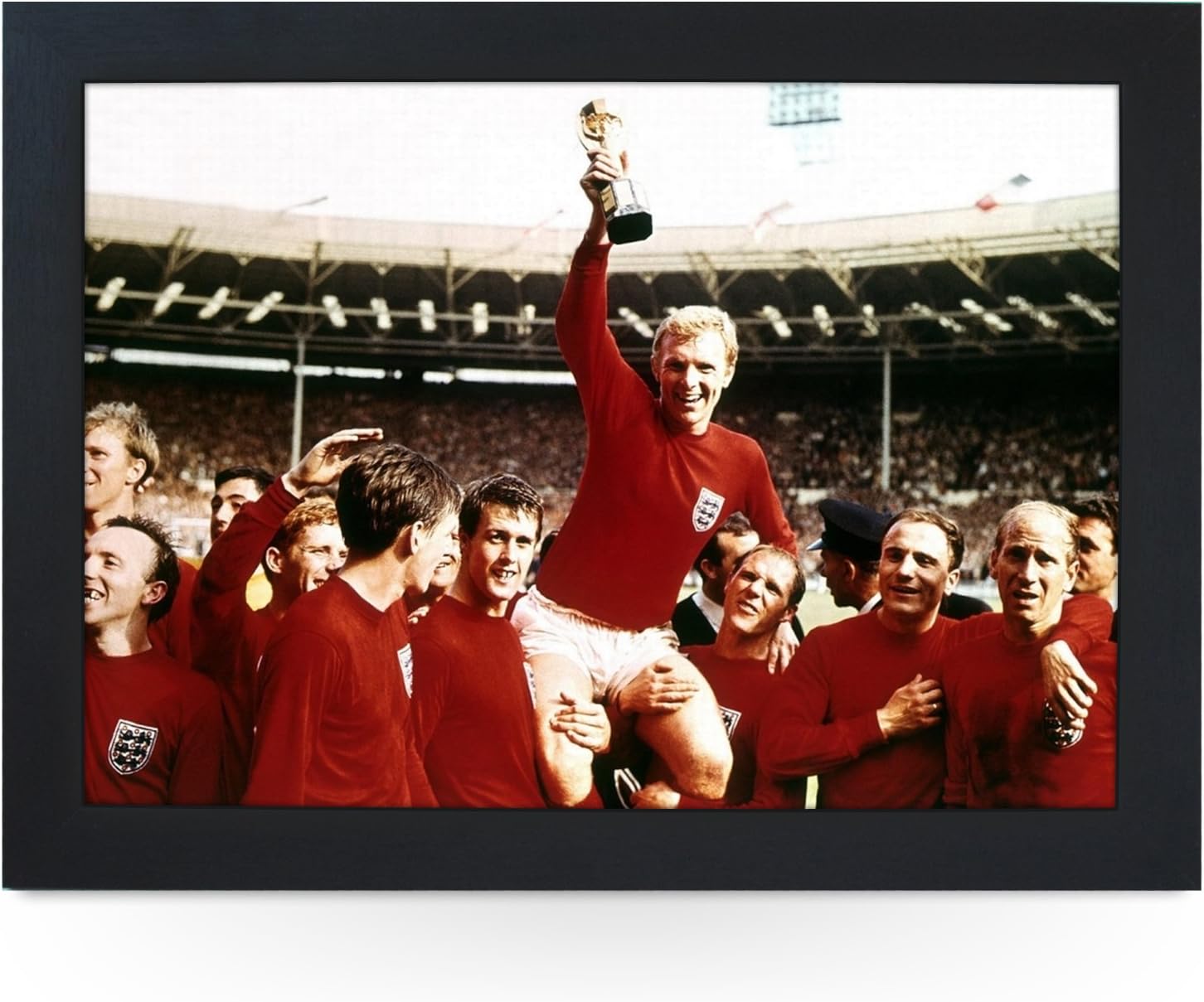 Portable Lap Desk Tray (England World Cup Winners 1966) Handmade Wooden Frame, Beanbag Cushioned Bottom | Computers, Laptops, Meals, Food | L0221 Black