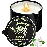 VIPwax Soybean Wax Warming Massage Oil Candle for Stress Relief and Skin Moisturizing, Couples Massage, Romantic Gift SPA for Home Scented Candle Body Oil - Jasmine Scent 2.35 OZ