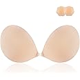 Niidor Adhesive Bra Strapless Sticky Invisible Push up Silicone Bra for Backless Dress with Nipple Covers Nude