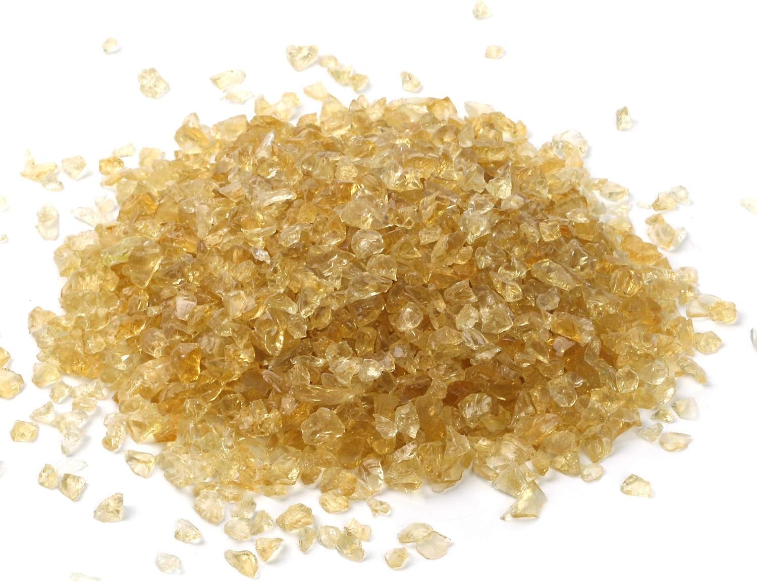 Alan Stone High Luster Reflective Fire Glass Gravel,Fire Gems,Fire Drops,Fire Glass Pebbles Stones Beads Chips for Fire Pit Fish Tank Aquarium Garden,3-6mm 305g/0.67lb (Crystal Yellow)