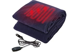 Big Hippo Electric Car Blanket 12V Heated Car Blanket with Fast Heating Level Electric Blanket for Car Truck SUV RV Car Electric Blanket, Navy Blue, 58" x 42"