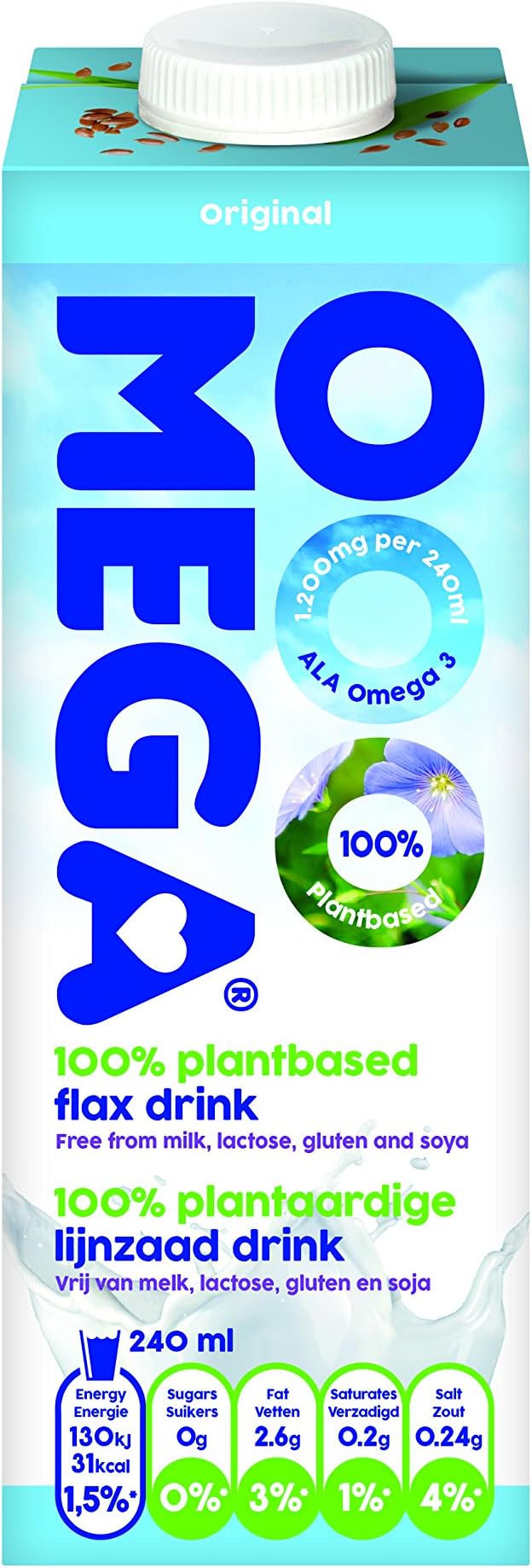 Ooomega Flax seed drink Original 1 Litre (Pack of 3)