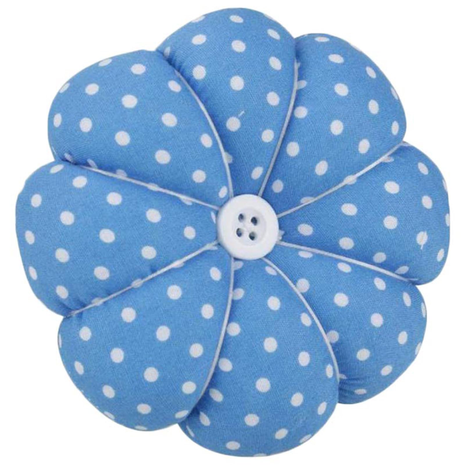 Wearable Pumpkin Pin Cushion – Blue Wristband Needle Holder for Sewing & Quilting, Double-Sided & Hands-Free Craft Accessory (9x9cm)