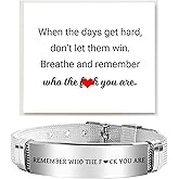Dont Let The Hard Days Win Motivational Tube Bracelet For Women Man, Friendship Gift Card Wrap Stainless Steel Adjustable Buckle Silver Black Bracelets To My Daughter Son Jewelry