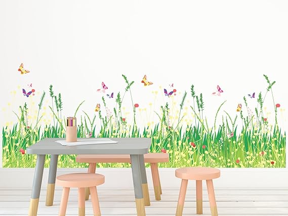 Amazon Brand - Solimo Wall Sticker for Home (Grassland, ideal size on wall , 100 cm X 35 cm),Multicolour