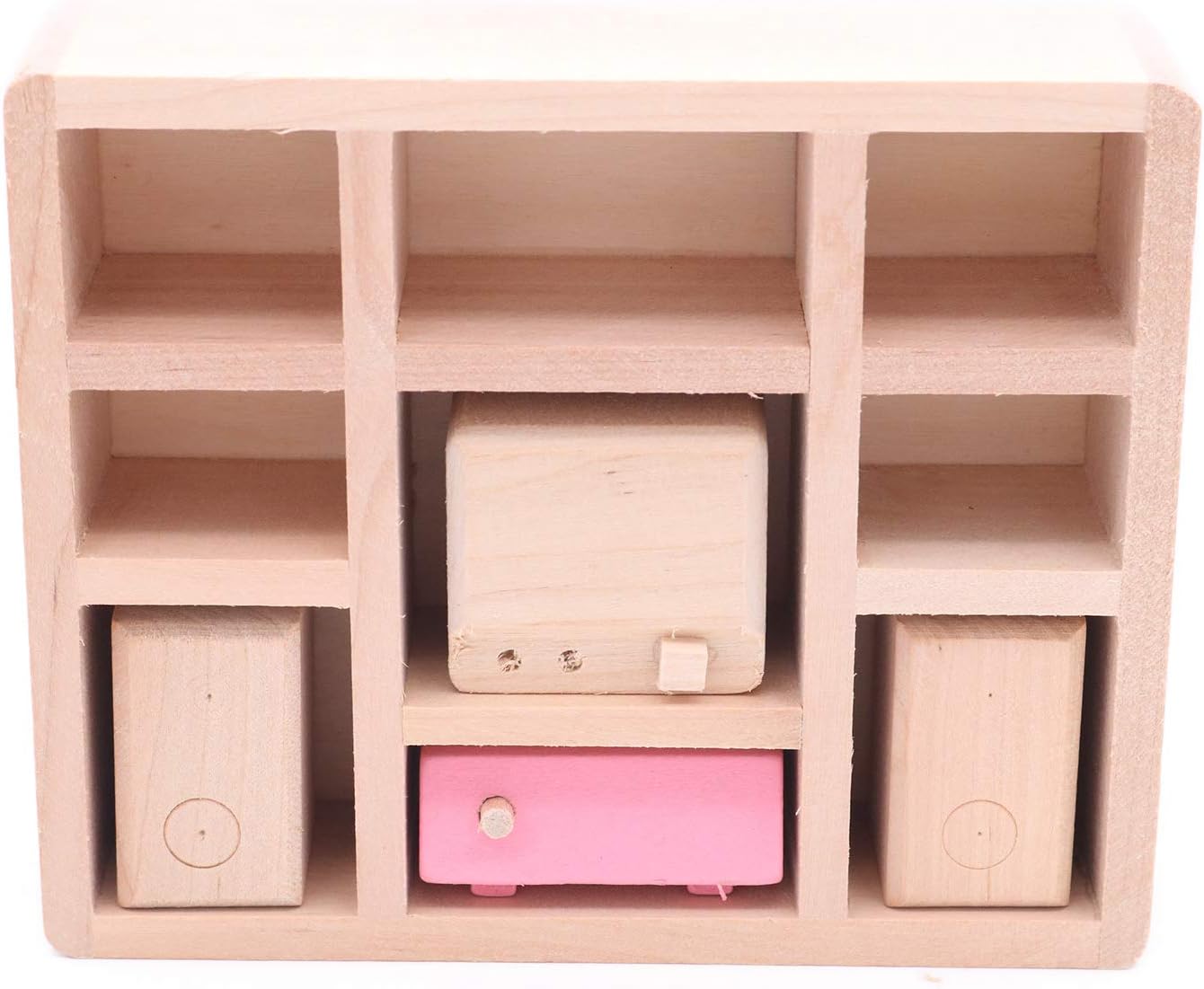 POFET Children Wooden Living Room Dollhouse Miniature Furnitures Sofa Cabinet Toy Set Doll Family Pretend Play Accessories - Image 3