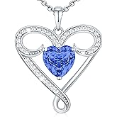Yuelove Infinity Necklace for Women, 925 Sterling Silver Heart Necklace with 5A Zircon, White Gold Plated Adjustable Chain, Gift for Valentine's Day, Birthday, Anniversary for Wife, Girlfriend, Mom