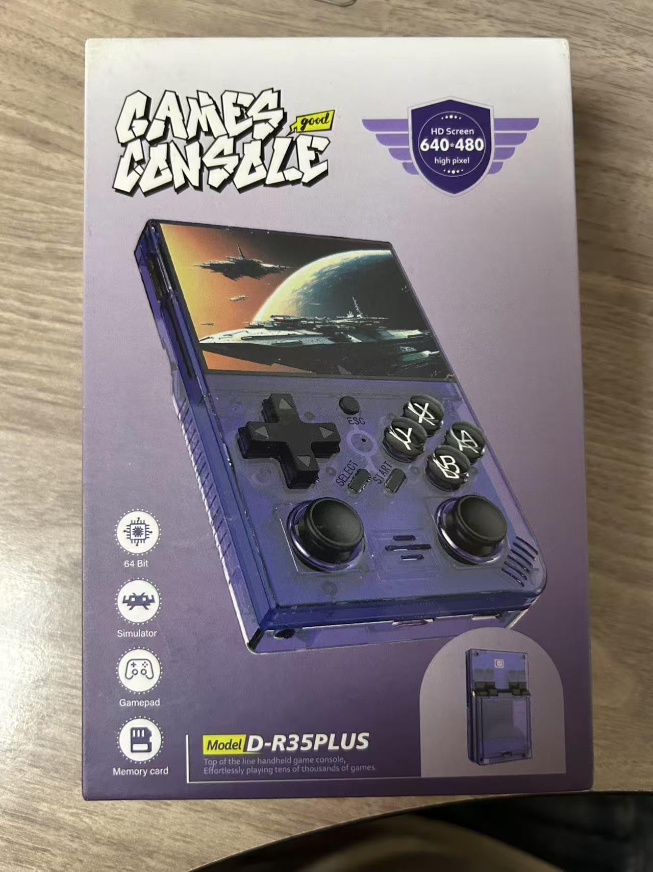 WeLohas DR35 Plus Handheld Retro Gaming Console Linux System with 64G Card, Support 13+ Emulator Including 15000+ Fun Games, 3.5 Inch IPS Screen, Hand Hero Video Game Console Gift (DE-DR35-Black)