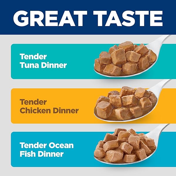 HILL’S SCIENCE DIET ADULT 1-6, ADULT 1-6 PREMIUM NUTRITION, WET CAT FOOD, VARIETY PACK: TUNA; CHICKEN; OCEAN FISH STEW, 5.5 OZ CAN VARIETY PACK, CASE OF 12