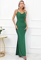 Capuffy Women Drape Neck Formal Maxi Dresses Lace