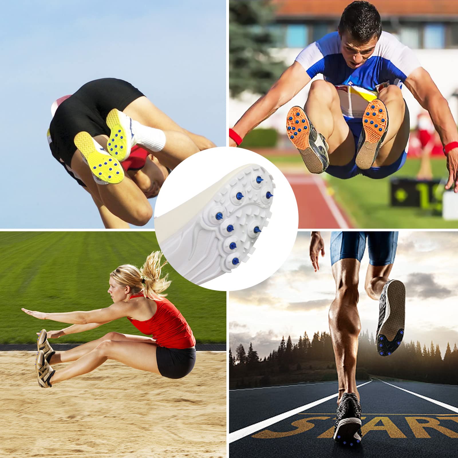 JULMELON 1/4 Inch Carbon Steel Track Spikes, 60PCS Lighter Weight Carbon Spikes with Spike Wrench for Track Shoes Field Sprinting Cross Country Short Running Replacement Spikes