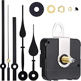 High Torque Long Shaft Clock Movement Mechanism Wall Quartz Clock Mechanism Kit with 2 Different Pairs of Hands Clock DIY Repair Parts Motor Replacement (Color Set 1, Shaft Length 9/10 Inch/ 23 Mm)