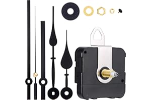 HICARER High Torque Long Shaft Clock Movement Mechanism Wall Quartz Clock Mechanism Kit with 2 Different Pairs of Hands Clock DIY Repair Parts Motor Replacement (Color Set 1, Shaft Length 9/10 Inch/ 23 Mm)
