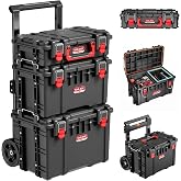 JEKO&amp;JEKO 3-Piece Rolling Modular Tool Box System with Large Rolling Tool Box &amp; Small Parts Organizer for Garage Storage, DIY Projects, Professional Use &amp; Home Repairs