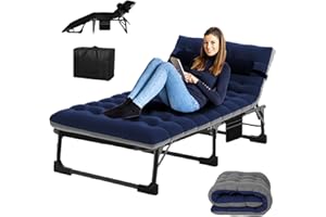 soliles Camping Sleeping Cot,5-Position Folding Cot,Lounge Chair with Mattress,Folding Sleeping Cot with Carrying Bag,Camping Cots for Adults, Heavy Duty Lounges Chairs for Outside, Beach, Lawn