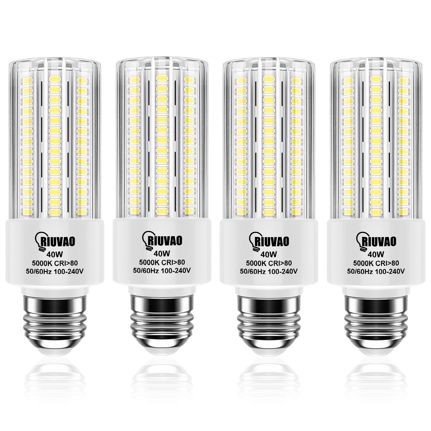 Photo 1 of RIUVAO 4pcs LED Light Bulb 5000LM 300w Equivalent Super Bright 5000K Cool Daylight White 20W LEDs Bulb E26/E27 Medium Base for Outdoor Indoor Home Garage Backyard LED Corn Light Bulb