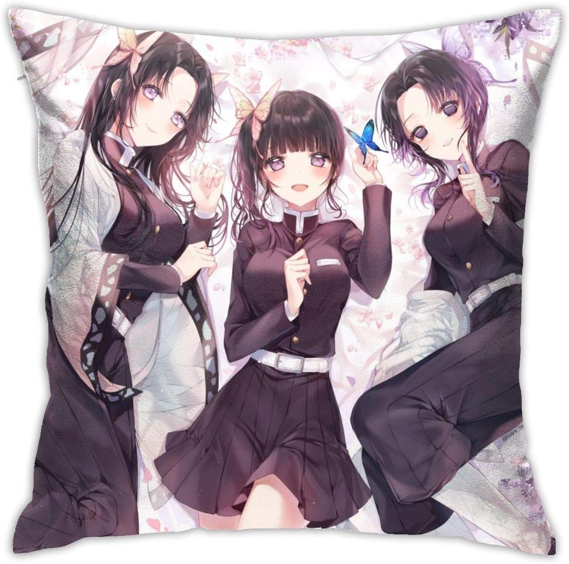 Amazon 鬼滅の刃 胡蝶しのぶ 胡蝶カナエ クッションカバー 抱き枕 枕カバー 同人 可愛いプリント ソファスクエア枕 リムーバブルウォッシュ洗 お宅 車 家 装飾 オフィスチェア 生地 Throw枕ケース 装飾腰椎枕 45 45cm 枕カバー ピローケース オンライン通販