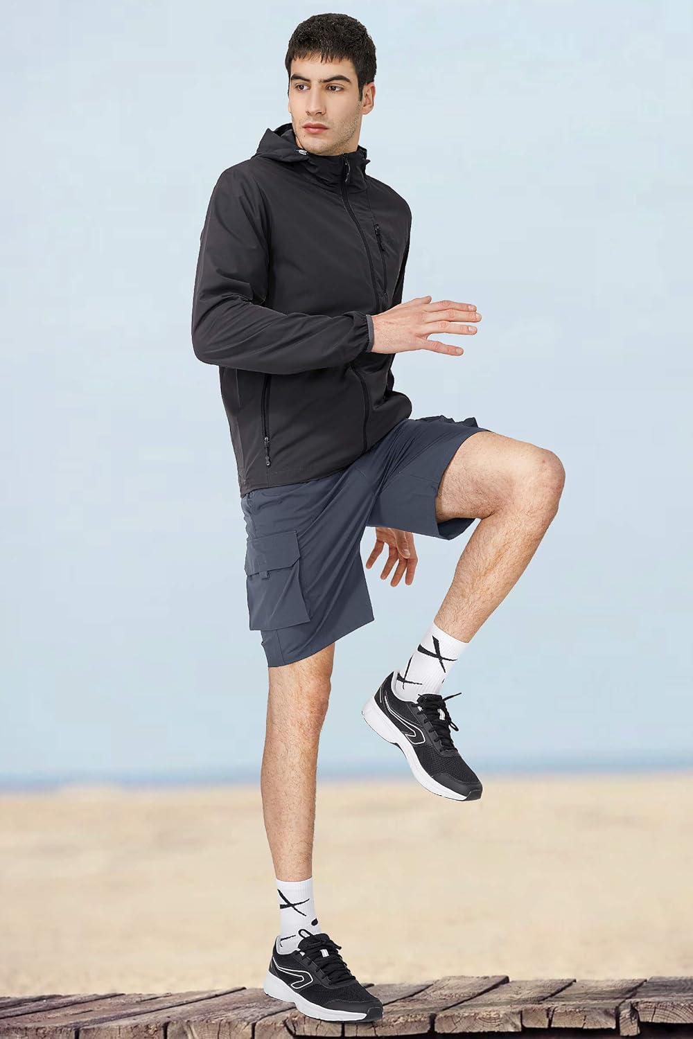 CAMEL Men's Jackets Running Lightweight Upf 50+ Sun Protective Hoodie Quick Dry Packable Sunblock Golf Jackets: Clothing