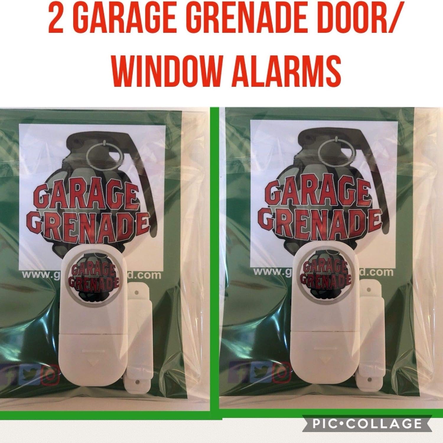 2 X Garage Grenade DOOR WINDOW SECURITY ALARM Shed/Garage Alarm Device