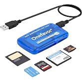 Onefavor SmartMedia Cards Reader Writer, All-in-1 USB Universal Multi Card Adapter Slim Hub Read Smart Media SD, XD, CF, MMC, MS Pro Duo, Camera Flash Memory Cards Reader for Windows, Mac, Linux