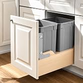 VEVOR Wood Pullout Trash Can for Kitchen Cabinets, 35 QT x2 Double Under Sink Garbage Waste Recycling Bin, Under Mount Waste Container