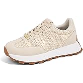 LUCKY STEP Women's Platform Fashion Sneakers Retro Classic Trainers Casual Lace-up Stylish Tennis Running Walking Shoes